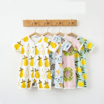 Летний комбинезон для новорожденных, одежда, комбинезоны для малышей, хлопковые боди с короткими рукавами для мальчиков и девочек, одежда для младенцев, домашняя одежда для младенцев 3