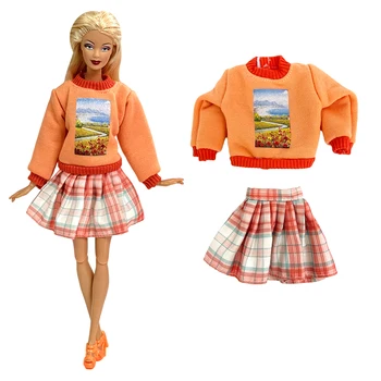 NK 1 комплект желтой одежды, одежда принцессы, повседневная юбка для куклы Барби, одежда для кукол 1/6 BJD, аксессуары для кукол для девочек из дома BJD