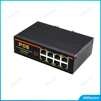 Коммутатор PoE с 8 портами, 10/100 Мбит/с, промышленный коммутатор Fast Ethernet с креплением на DIN-рейку