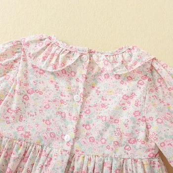 Весенне-осеннее милое платье с вышивкой для маленьких девочек с длинными рукавами и принтом принцессы для маленьких девочек, платье для детской одежды 3