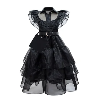Wednesday Addams Family Costume, платья для косплея на Хэллоуин для девочек, Fantasia Wandinha, детское карнавальное платье с готическим ветром, новинка 2