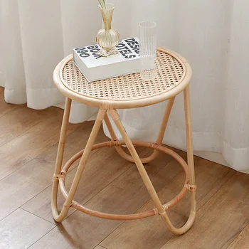 Скандинавский минималистичный журнальный столик для маленькой квартиры с круглой стороной mesa гостиная tablo простое домашнее искусство из ротанга 2