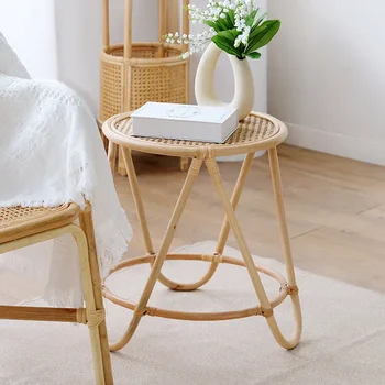 Скандинавский минималистичный журнальный столик для маленькой квартиры с круглой стороной mesa гостиная tablo простое домашнее искусство из ротанга 4