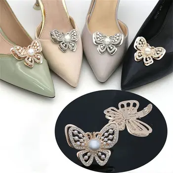 Стразы, зажимы для обуви, блестящие хрустальные украшения для обуви с бабочками, Очаровательная пряжка на высоком каблуке