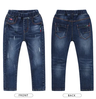 Модные джинсы IENENS для детей, джинсовые длинные брюки для мальчиков, весенне-осенние узкие джинсы, ковбойские брюки для мальчиков, брюки с эластичной резинкой на талии 4