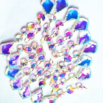 Хит продаж, Хрустальные Люстры-призмы цвета Sparkle AB (3шт восьмиугольных бусин + 38 мм Прозрачная подвеска), Подвесная лампа для Рождественской елки 4