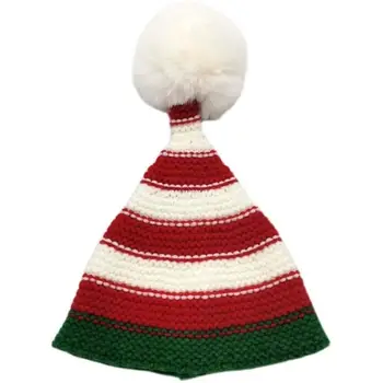 Детская Рождественская Шапка-Бини, Модная Вязаная Крючком Шерстяная Шапка в полоску, Зимняя теплая шапка, прямая поставка