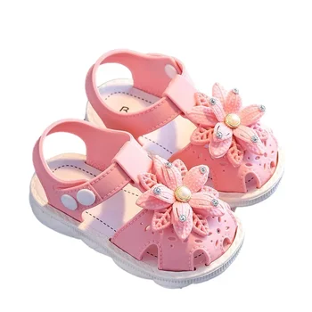 Летние детские сандалии для девочек, пляжная обувь с цветочной подошвой, детские сандалии на плоской подошве Princepard для девочек
