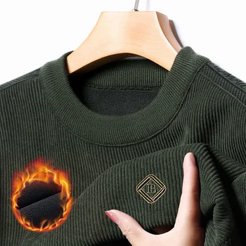 Дизайнерский качественный Мужской вязаный шерстяной свитер с буквенной вышивкой, Зимний плюшевый пуловер с круглым вырезом, Корейский повседневный модный трикотаж