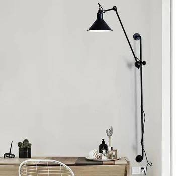 Скандинавский ретро-сетчатый Красный Металлический настенный светильник с длинным рычагом-коромыслом, прикроватный светильник для гостиной, кабинета, спальни, Светодиодные лампы для чтения CX153DS