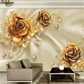beibehang Custom papel de parede 3D Роскошные золотые драгоценности шелк 3d обои для пола фоновые фрески обои для обустройства дома