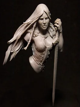 В разобранном виде 1/10 бюст древней женщины-воина с мечом (без основы)   Наборы миниатюрных моделей из смолы, неокрашенные