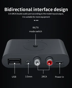 BT5.3 Bluetooth Приемник передатчик TX RX U Диск RCA 3,5 мм Разъем AUX Стерео Музыка Беспроводной аудиоадаптер для автомобильного комплекта Динамик ТВ 5