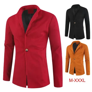 2023 Новое мужское однотонное шерстяное пальто со стоячим воротником, европейское и Американское модное повседневное пальто-кардиган
