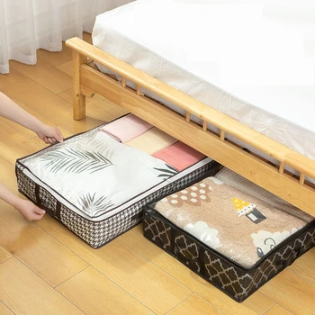 Ящик для хранения в нижней части кровати, Сумка для хранения одеяла в шкафу, Прозрачное Домашнее Складное Тканевое одеяло, Коробка для организации хранения одежды
