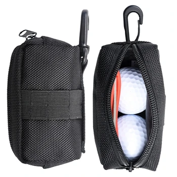 Маленькая сумка для мячей для гольфа на мини-молнии с карабином, портативная поясная сумка для гольфа, аксессуары для гольфа, сумка для хранения двух предметов, прямая поставка