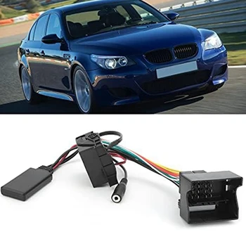 2 комплекта автомобильного радиоприемника Bluetooth 5.0 Музыкальный кабель AUX Адаптер громкой связи Комплект жгутов проводов Bluetooth адаптер Черный ABS для BMW E60 E63 E90 E91