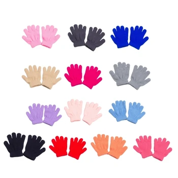 Вязаные перчатки с полными пальцами, зимние теплые перчатки, стильные детские перчатки для детей 1