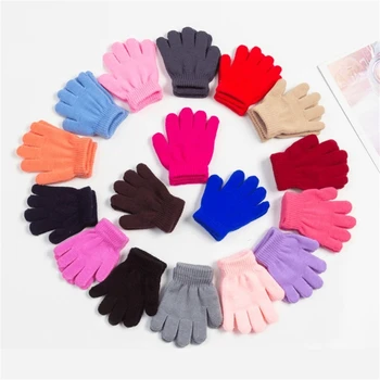 Вязаные перчатки с полными пальцами, зимние теплые перчатки, стильные детские перчатки для детей 3