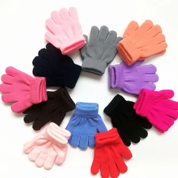 Вязаные перчатки с полными пальцами, зимние теплые перчатки, стильные детские перчатки для детей 4