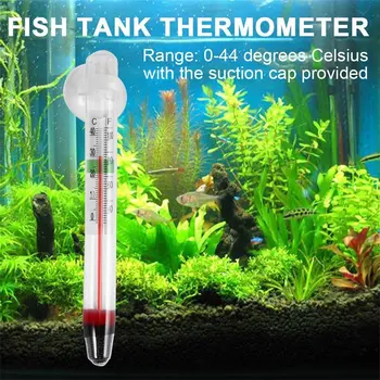 Стеклянный измеритель температуры воды в аквариуме для аквариумных рыб Термометр с присоской Цифровой бытовой 0-44 градуса, легко читаемый