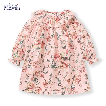 Little maven 2023, праздничное платье на день рождения для маленьких девочек, Одежда для детей, Детская одежда, Весенняя и осенняя одежда с цветами 0