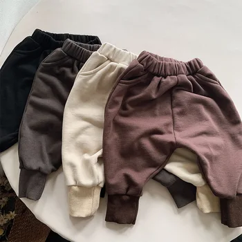 Шаровары для малышей, однотонные детские брюки-карандаш, Совершенно Новые брюки, Осенние хлопчатобумажные штаны, повседневные нижние трусики для маленьких мальчиков