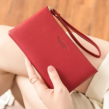 Женская длинная сумочка с перекрестной каймой, новая корейская версия многофункционального студенческого кошелька, мягкая кожаная сумка для мобильного телефона