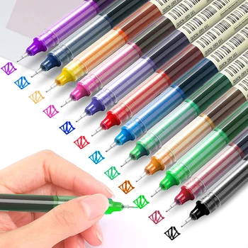 Шариковая Ручка 12шт Разной Расцветки Быстросохнущие Чернила 0,5 мм Тонкая Жидкая Разноцветная Ручка для Ведения Дневника Плавное Письмо 0