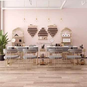 Современный минималистичный маникюрный стол и набор стульев Салонная мебель Легкие Роскошные столы для маникюра в салоне красоты, стол для домашнего макияжа ногтей 3