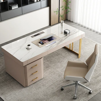 Письменные офисные столы для спальни Компьютерный кабинет Дизайн каменной плиты Первоклассные домашние Простые офисные столы Мебель Escritorios QF50OD 4