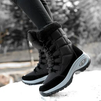 Женские зимние ботинки высокого качества, сохраняющие тепло, водонепроницаемые зимние ботинки до середины икры, женские удобные походные ботинки до бедра 3