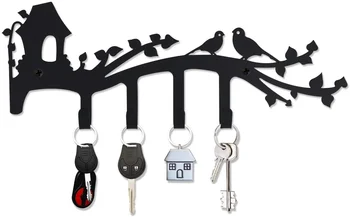 Настенный железный держатель для ключей с 4 крючками для ключей, Органайзер для ключей от автомобиля или дома для гостиной / украшения дома