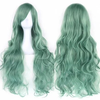 30 цветов Длинных волнистых синтетических волос, серебристо-белый парик для косплея с челкой, красочные парики для костюмов на Хэллоуин для девочек 2