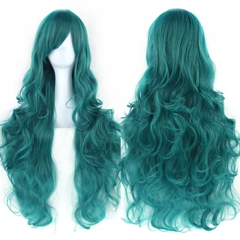 30 цветов Длинных волнистых синтетических волос, серебристо-белый парик для косплея с челкой, красочные парики для костюмов на Хэллоуин для девочек 3