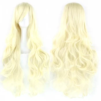 30 цветов Длинных волнистых синтетических волос, серебристо-белый парик для косплея с челкой, красочные парики для костюмов на Хэллоуин для девочек 5