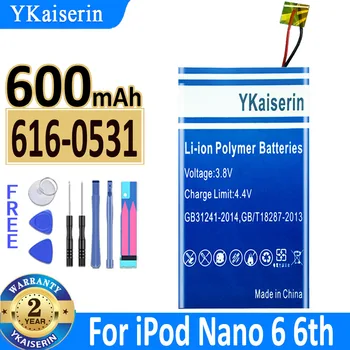 Замена аккумулятора YKaiserin 616-0531 для iPod Nano 4 5 6 7 Nano6 6-го поколения 8 ГБ 16 ГБ 616-0639; 616-0640 [W0784] MP3 MP4 616-0467