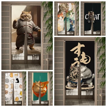 Японский Укие-э, Милый мультяшный кот, Дверная занавеска, Перегородка, Кухня, Спальня, Дверной проем, Драпировка, занавески для входа, Висящая наполовину занавеска