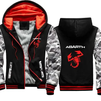зимняя Мужская Плюс кашемировая Толстовка С капюшоном униформа Abarth car с логотипом Harajuku, Теплые толстовки, мужская куртка 0